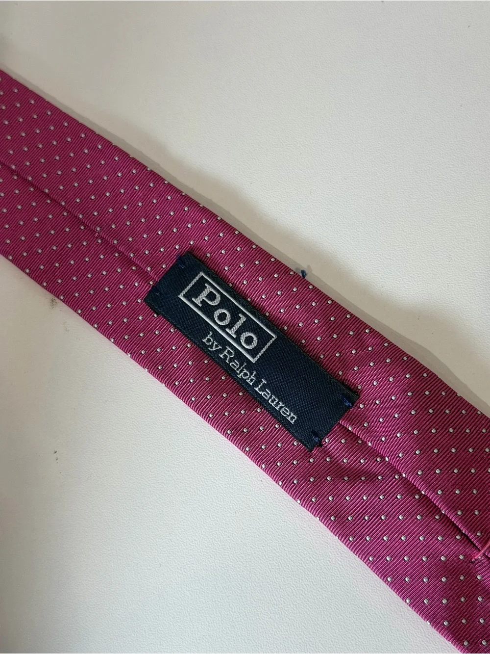 NWT Polo Ralph Lauren Hand Made in Italy Magenta Microdot Silk Tie Lux Designer